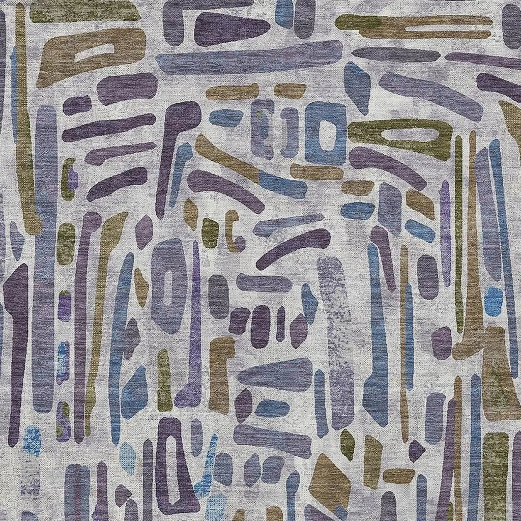 10' X 14' Purple And Brown Abstract Washable Indoor Outdoor Area Rug Homeroots Outdoor