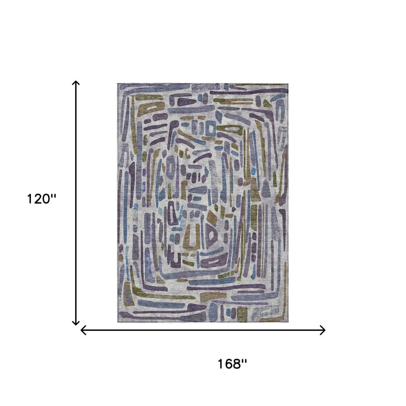 10' X 14' Purple And Brown Abstract Washable Indoor Outdoor Area Rug Homeroots Outdoor