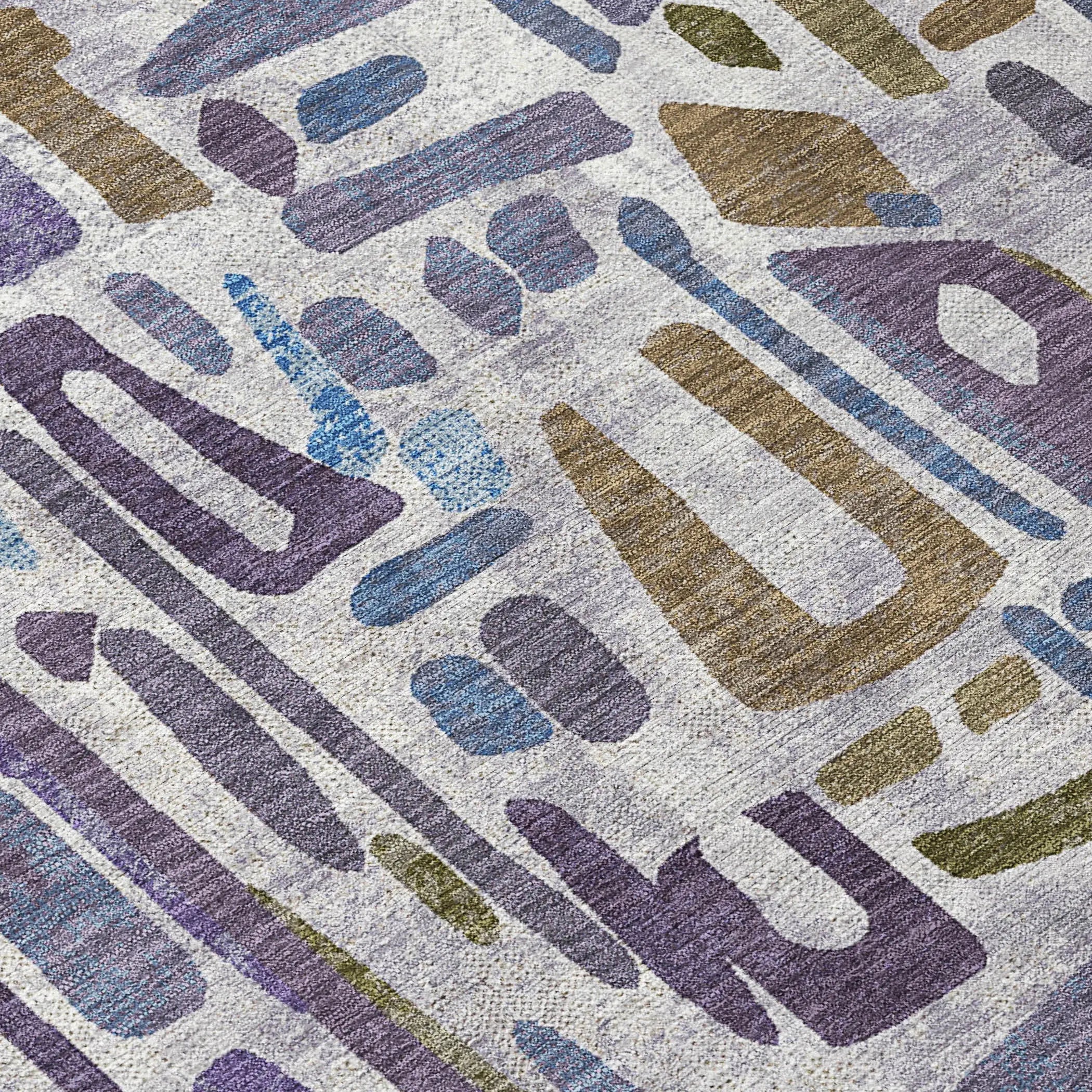 10' X 14' Purple And Brown Abstract Washable Indoor Outdoor Area Rug Homeroots Outdoor
