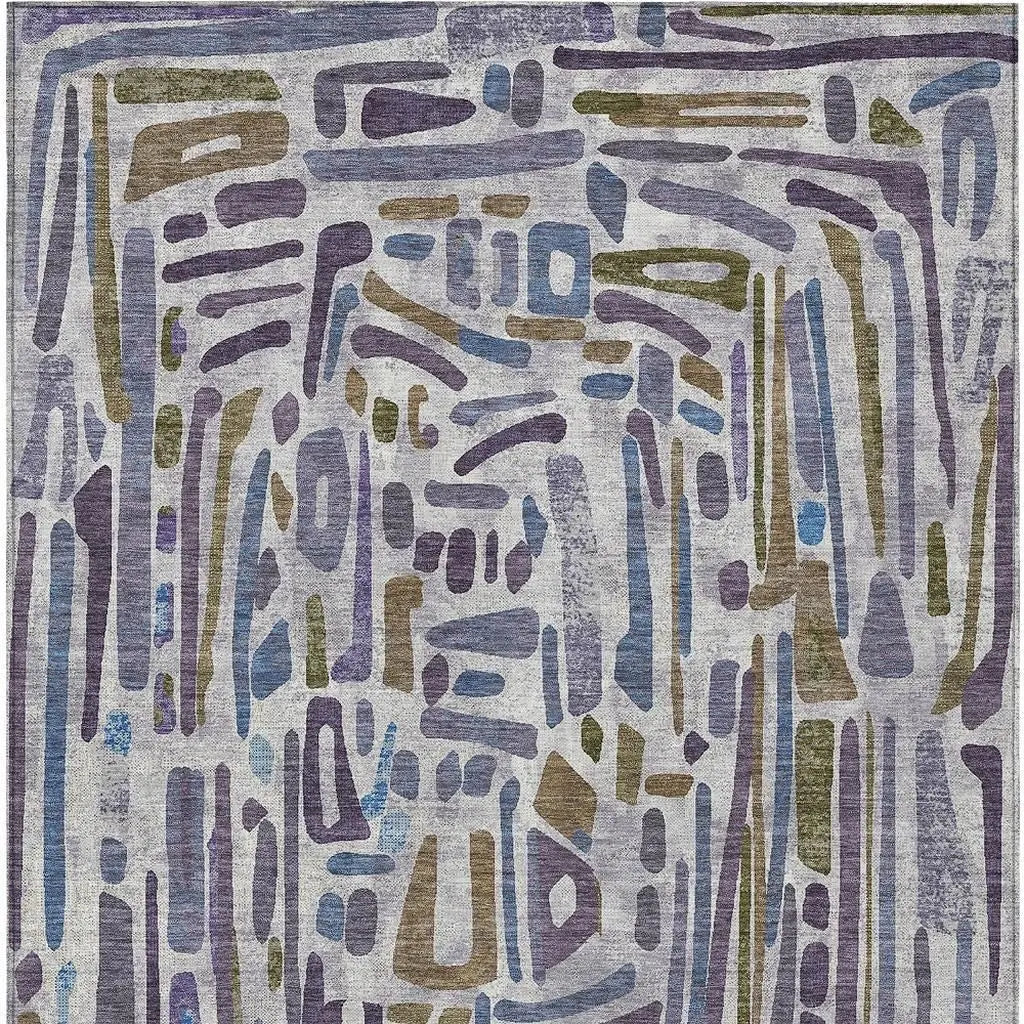 10' X 14' Purple And Brown Abstract Washable Indoor Outdoor Area Rug Homeroots Outdoor