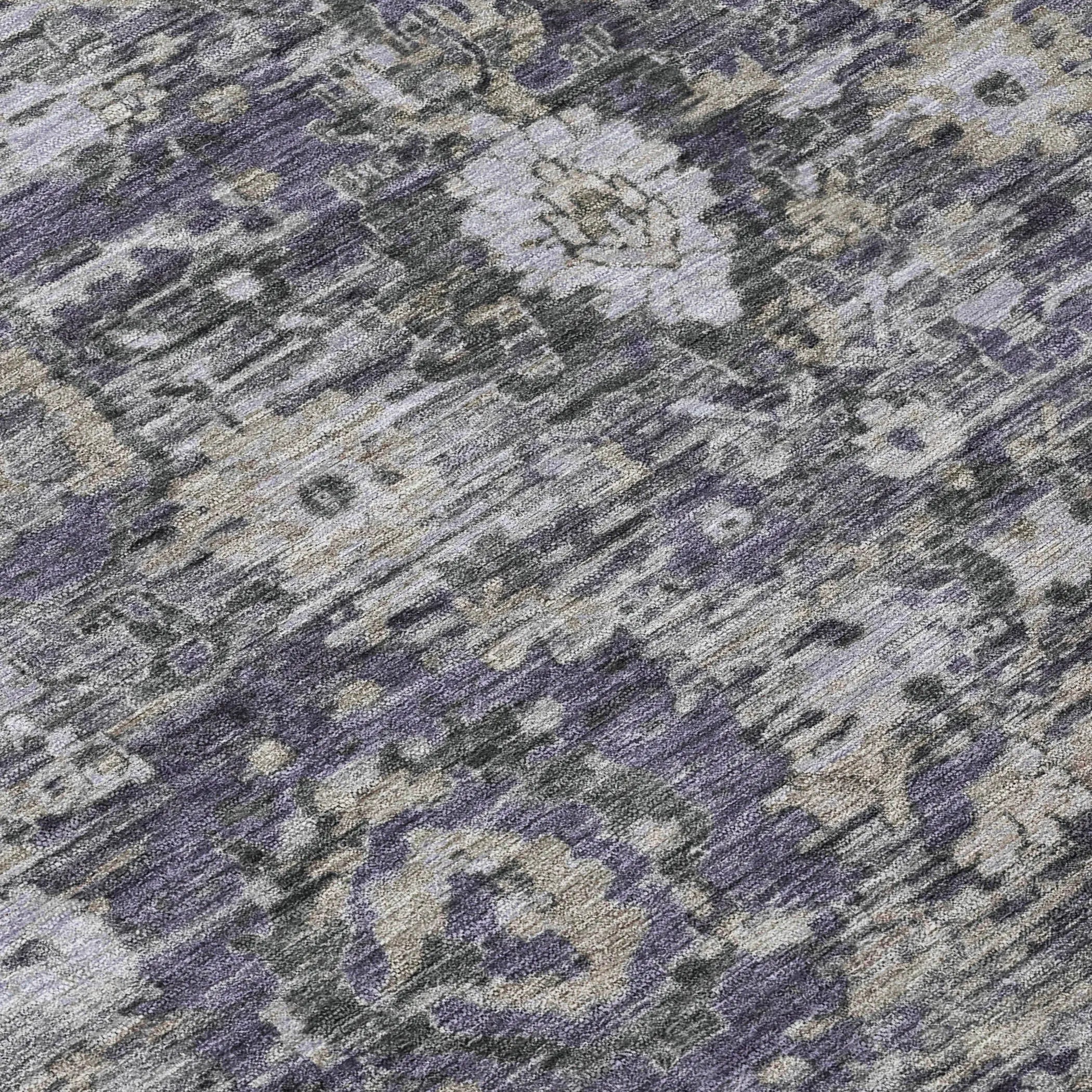 10' X 14' Purple And Gray Floral Washable Indoor Outdoor Area Rug Homeroots Outdoor