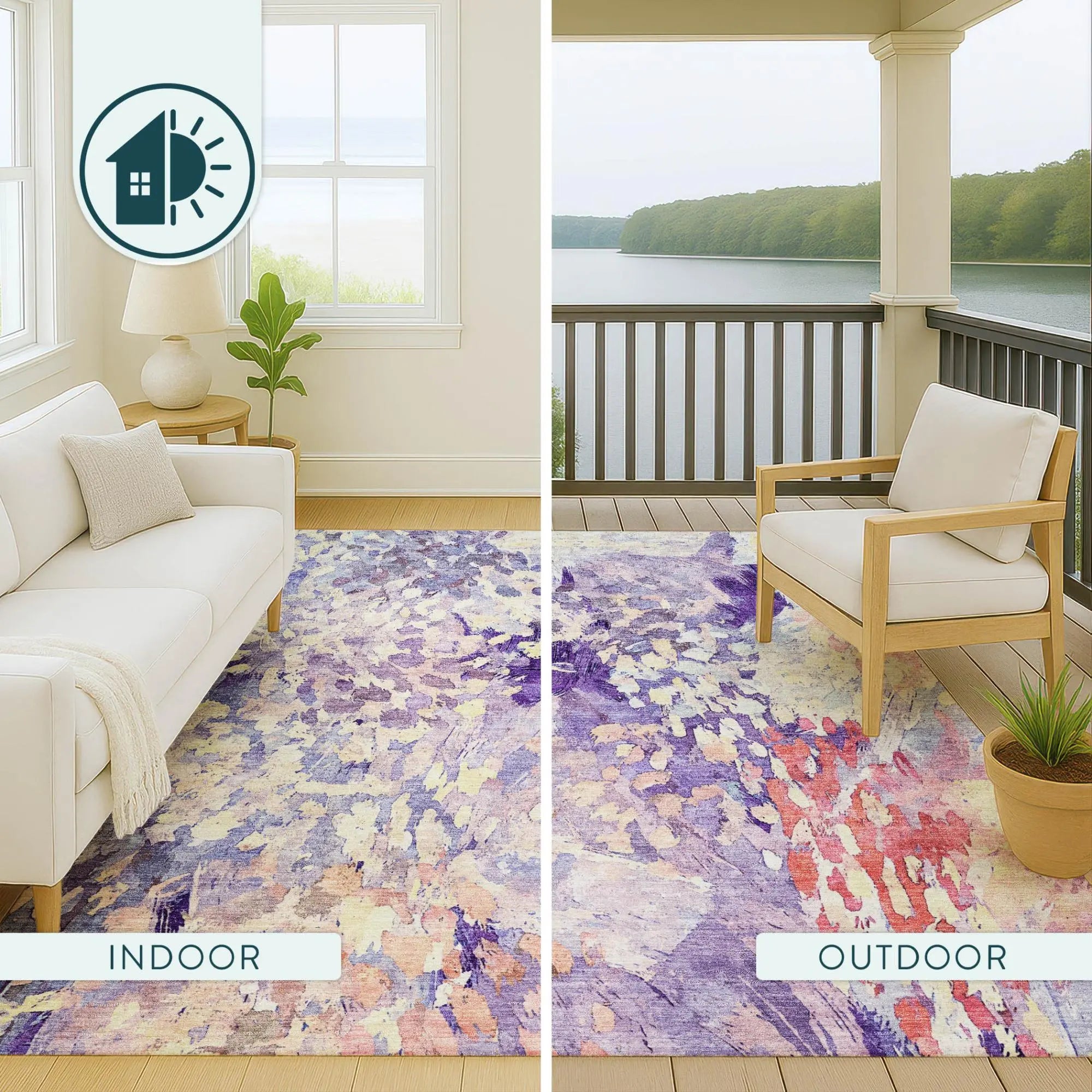 10' X 14' Purple And Lavender Abstract Washable Indoor Outdoor Area Rug Homeroots Outdoor