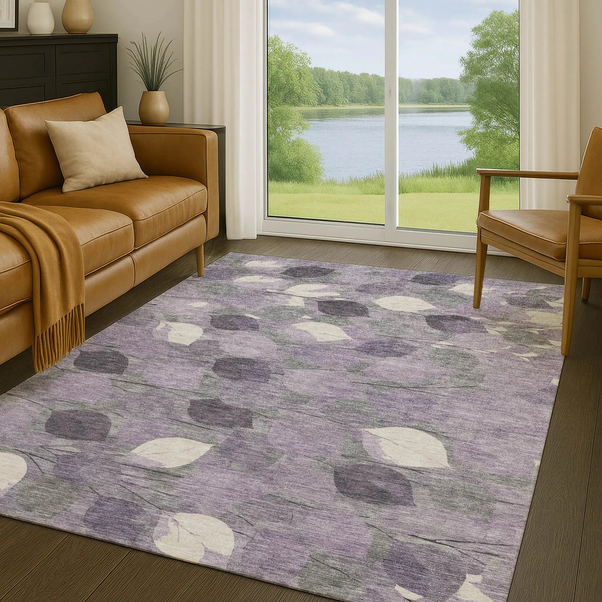 10' X 14' Purple And Lavender Floral Washable Indoor Outdoor Area Rug Homeroots Outdoor