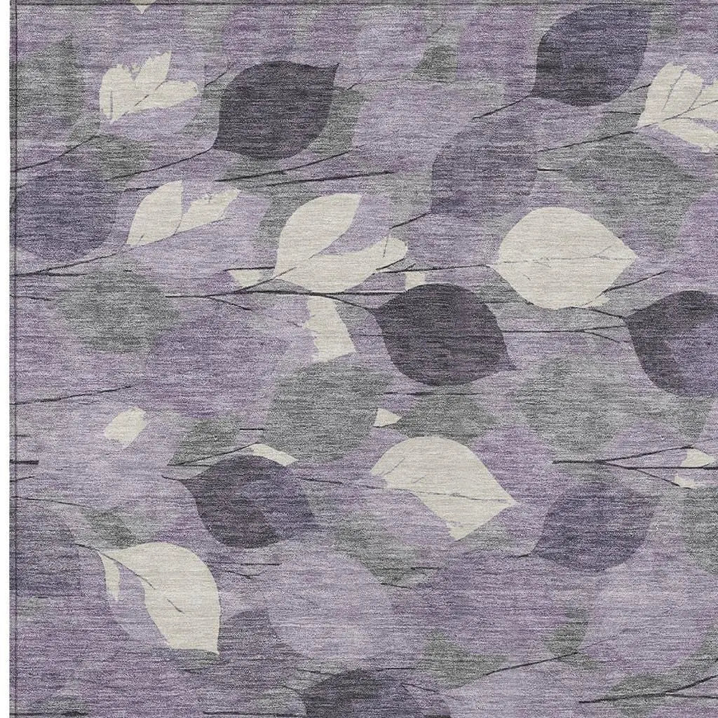 10' X 14' Purple And Lavender Floral Washable Indoor Outdoor Area Rug Homeroots Outdoor