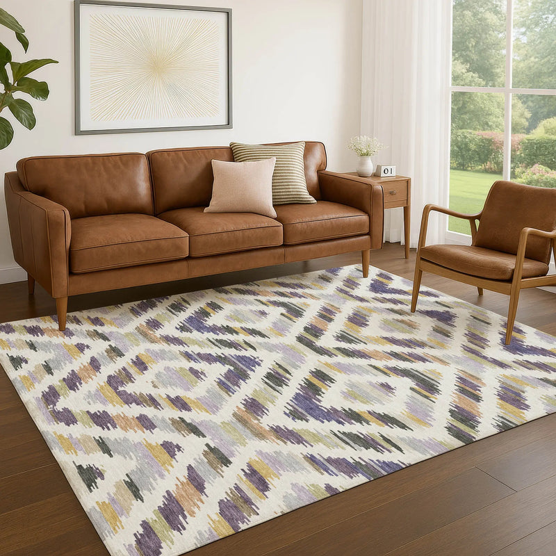 10' X 14' Purple And Lavender Tribal Washable Indoor Outdoor Area Rug Homeroots Outdoor