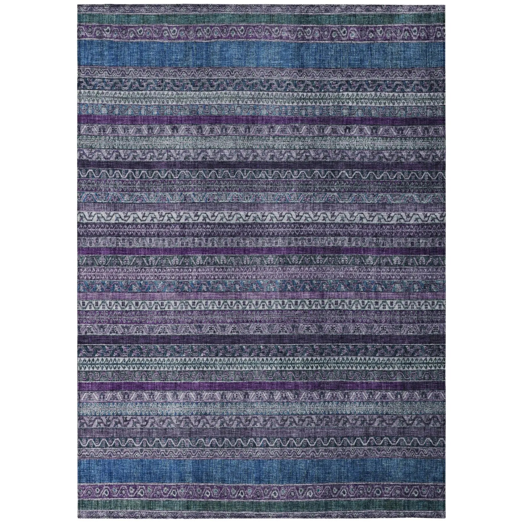 10' X 14' Purple And Plum Striped Washable Indoor Outdoor Area Rug Homeroots Outdoor