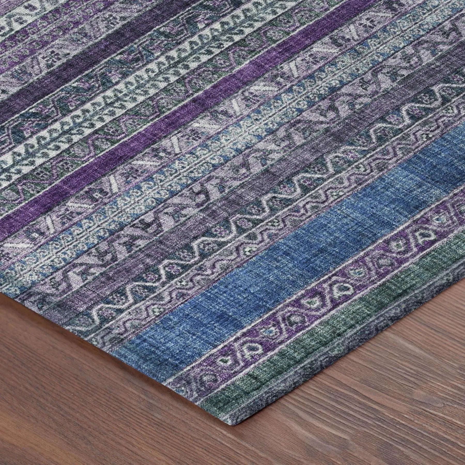 10' X 14' Purple And Plum Striped Washable Indoor Outdoor Area Rug Homeroots Outdoor