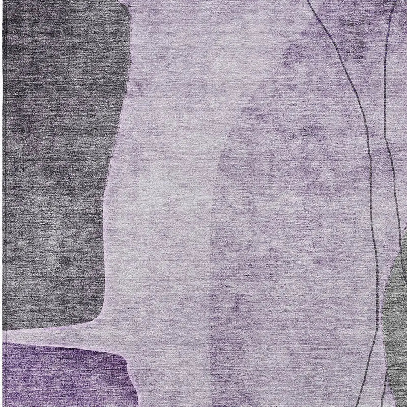 10' X 14' Purple Eggplant And Gray Abstract Washable Indoor Outdoor Area Rug Homeroots Outdoor