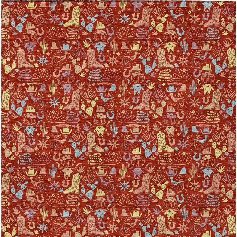10' X 14' Red And Coral Stars Washable Indoor Outdoor Area Rug Homeroots Outdoor