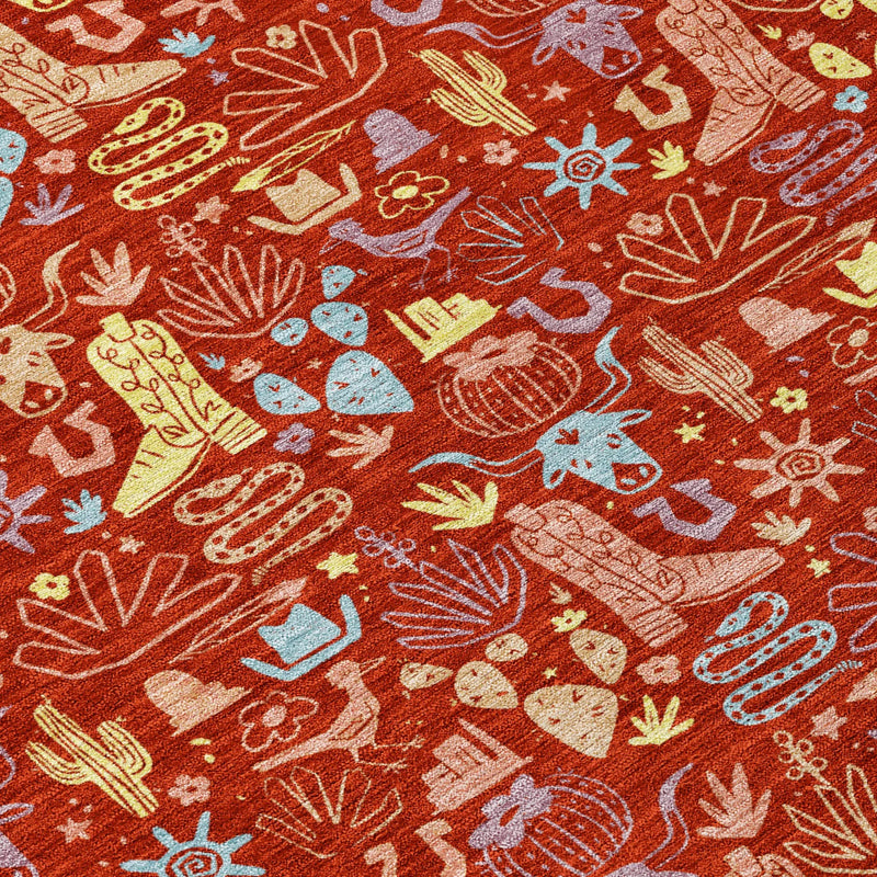 10' X 14' Red And Coral Stars Washable Indoor Outdoor Area Rug Homeroots Outdoor