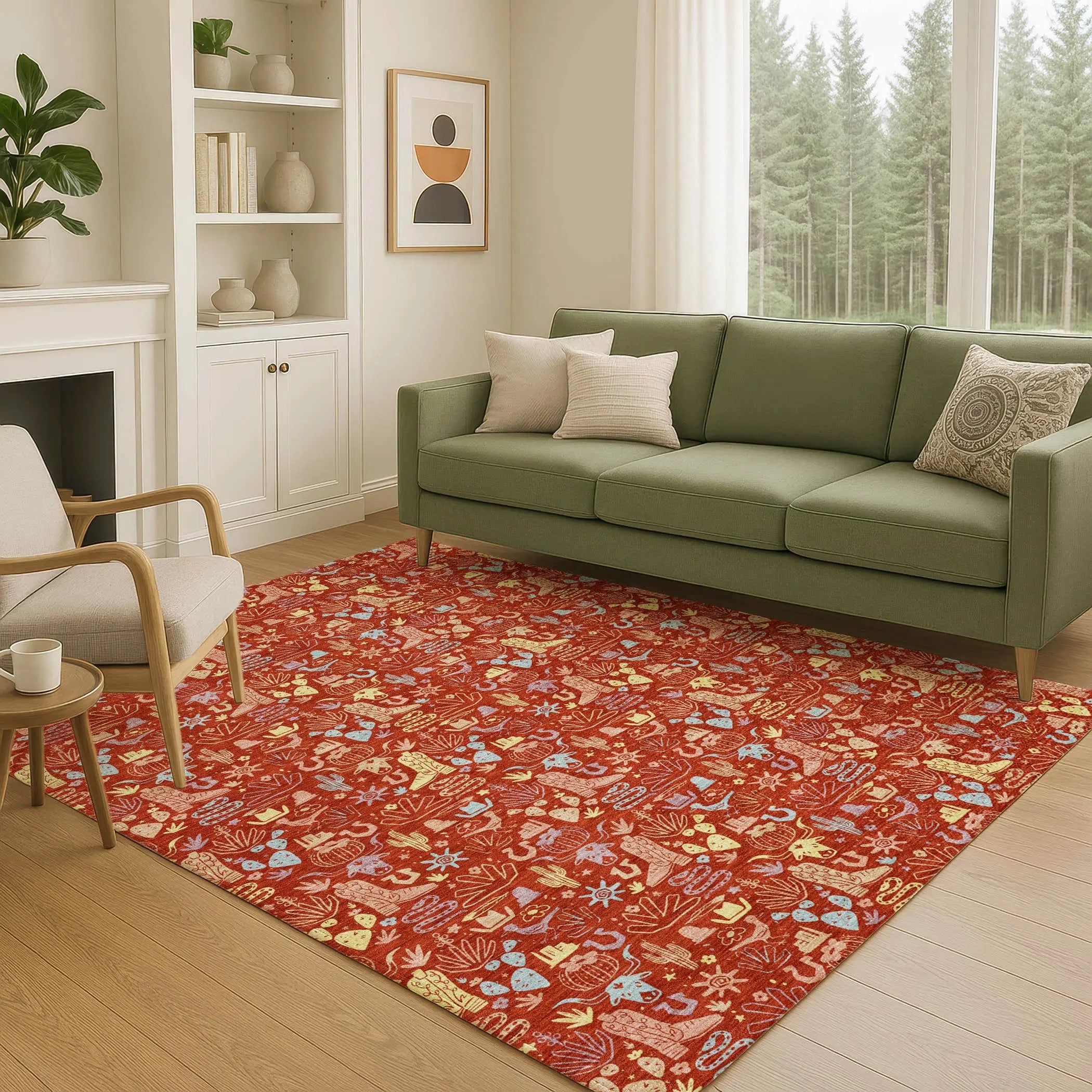 10' X 14' Red And Coral Stars Washable Indoor Outdoor Area Rug Homeroots Outdoor