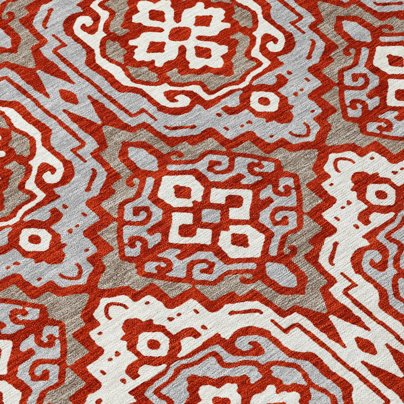 10' X 14' Red And Denim Blue Tribal Washable Indoor Outdoor Area Rug Homeroots Outdoor