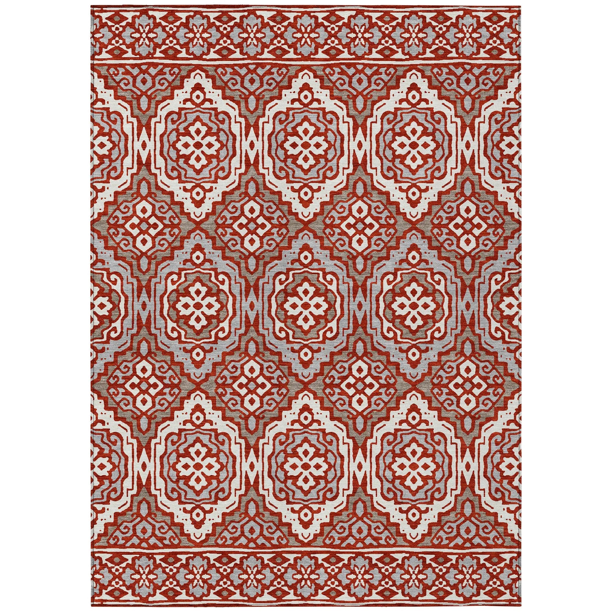 10' X 14' Red And Denim Blue Tribal Washable Indoor Outdoor Area Rug Homeroots Outdoor