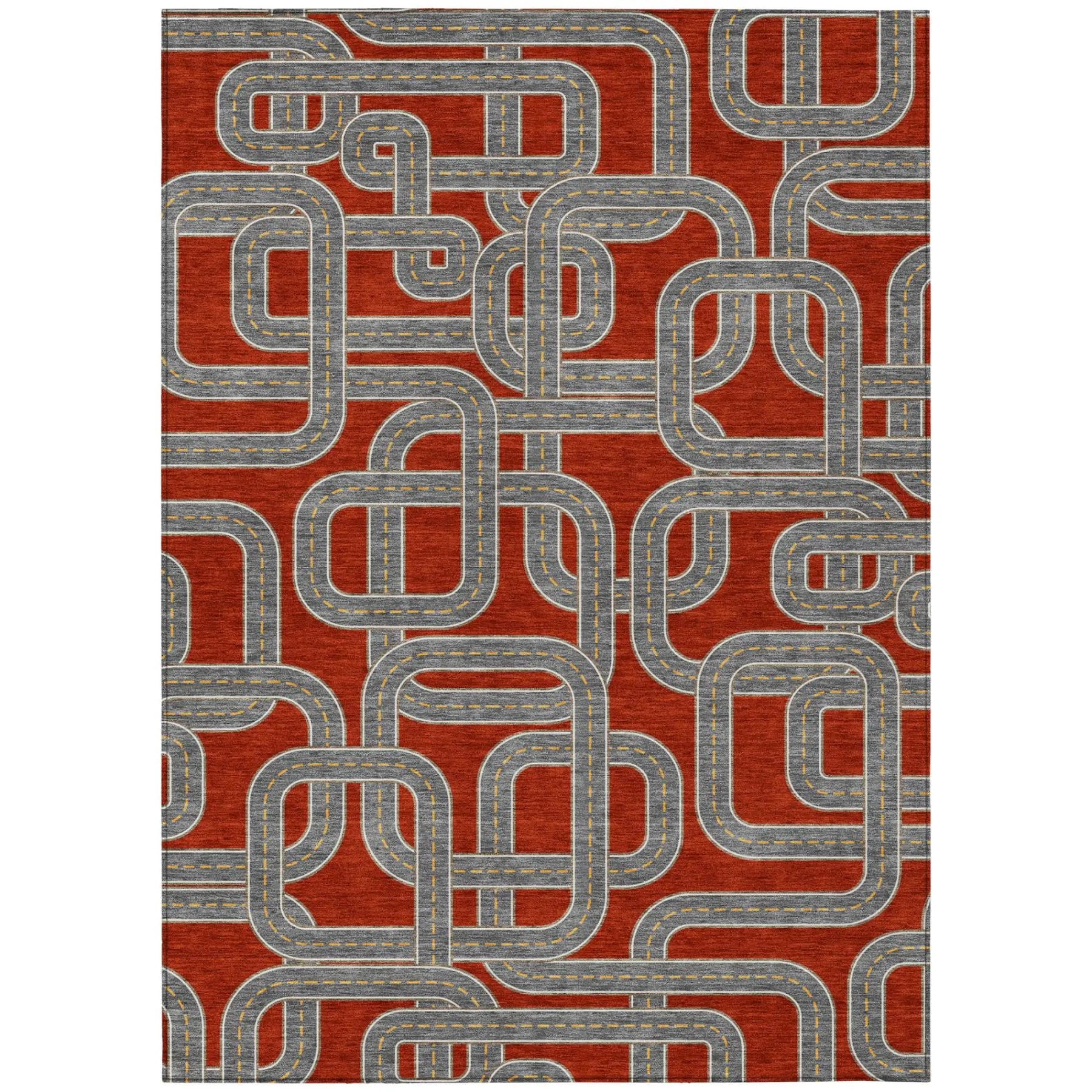 10' X 14' Red And Gray Geometric Washable Indoor Outdoor Area Rug Homeroots Outdoor