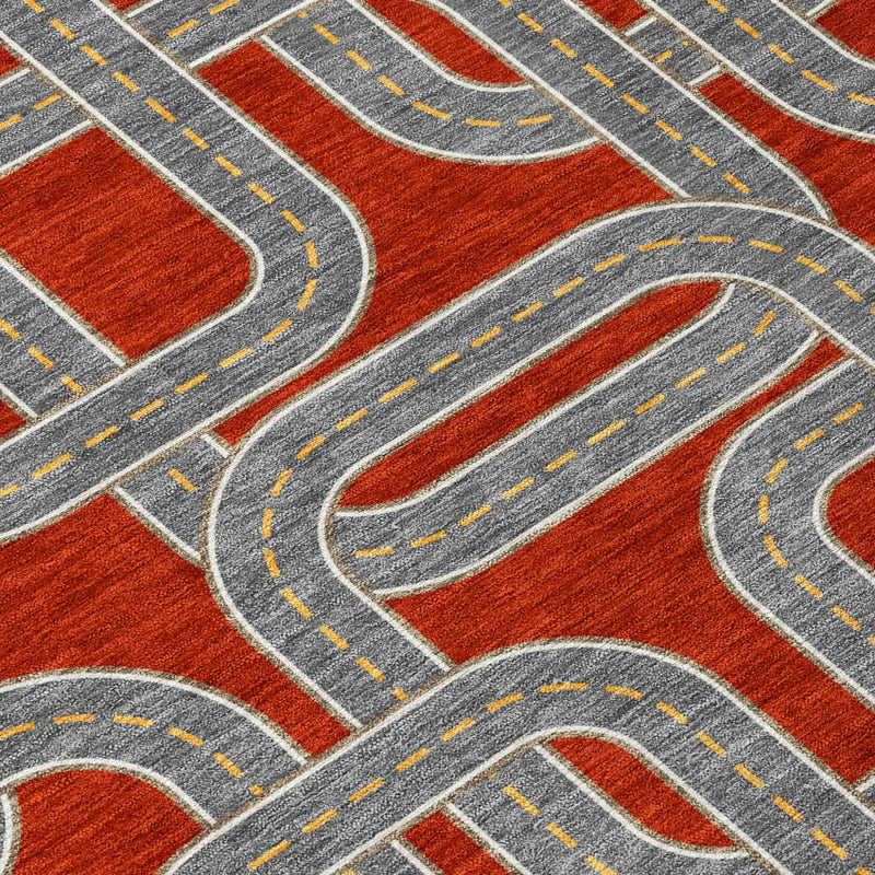 10' X 14' Red And Gray Geometric Washable Indoor Outdoor Area Rug Homeroots Outdoor