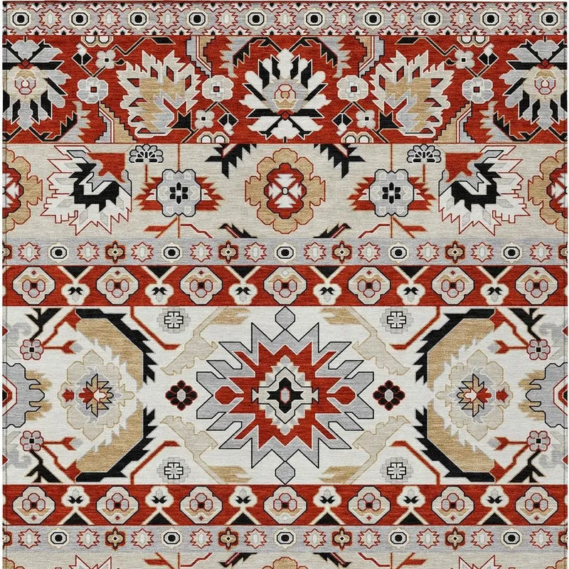 10' X 14' Red And Ivory Cactus Washable Indoor Outdoor Area Rug Homeroots Outdoor