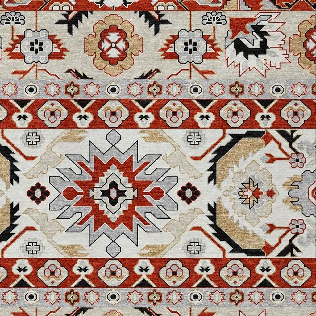 10' X 14' Red And Ivory Cactus Washable Indoor Outdoor Area Rug Homeroots Outdoor