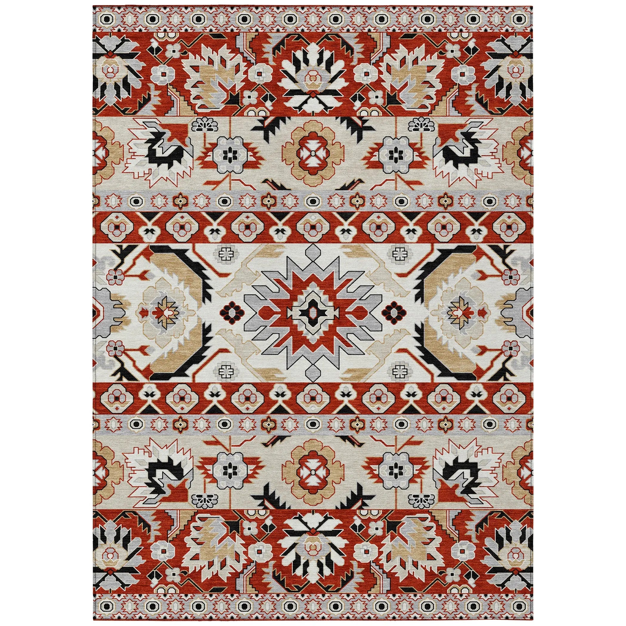 10' X 14' Red And Ivory Cactus Washable Indoor Outdoor Area Rug Homeroots Outdoor