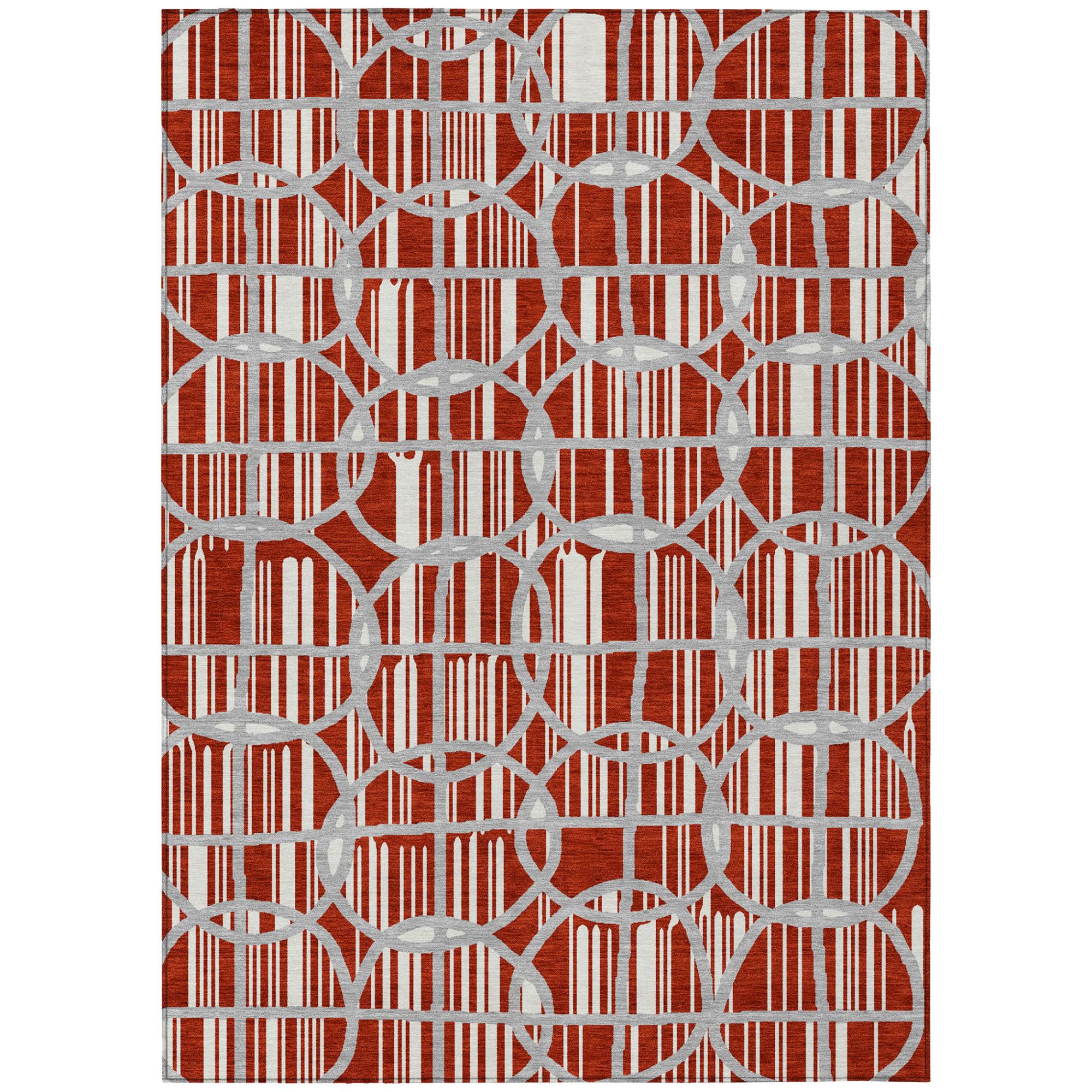 10' X 14' Red And Ivory Geometric Washable Indoor Outdoor Area Rug Homeroots Outdoor