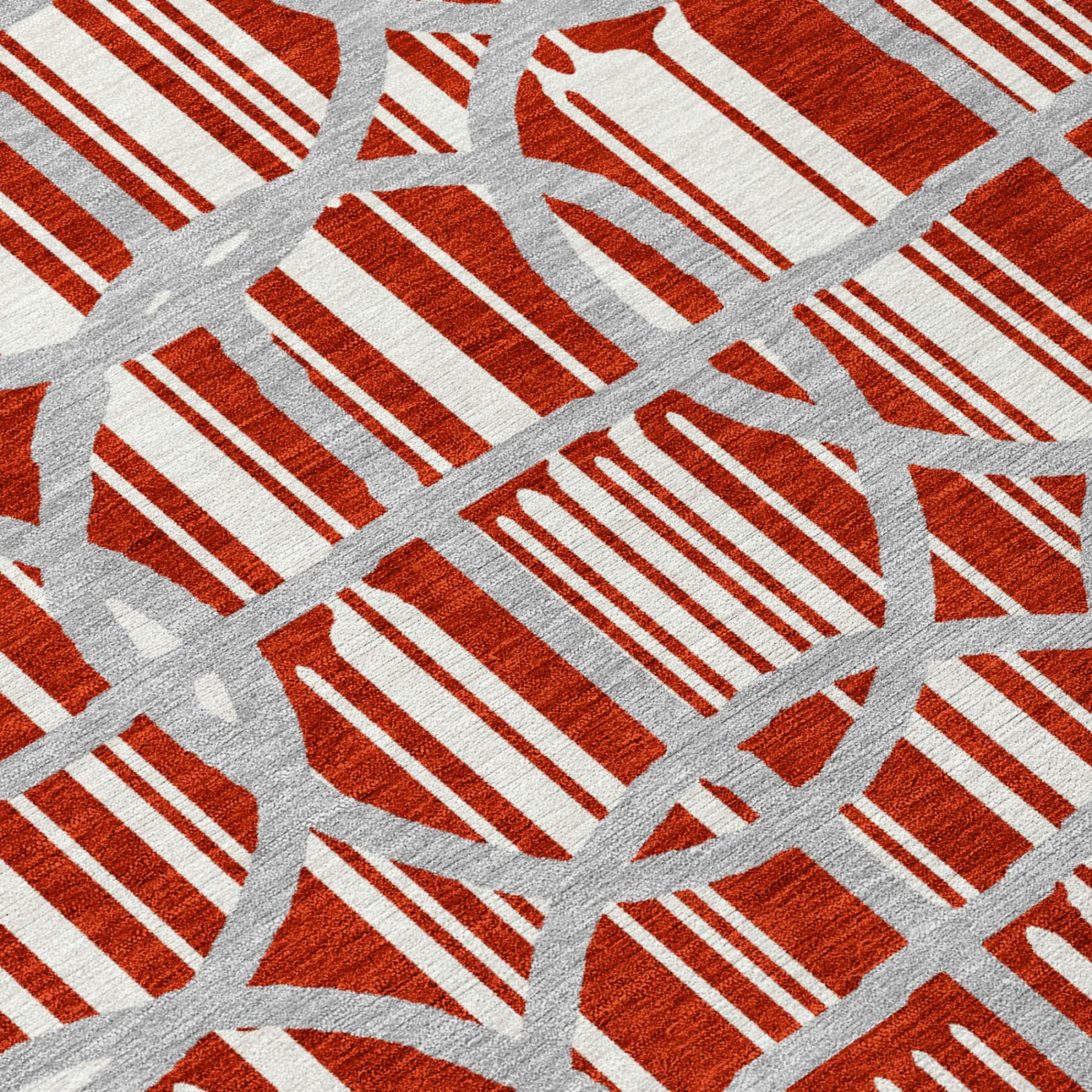 10' X 14' Red And Ivory Geometric Washable Indoor Outdoor Area Rug Homeroots Outdoor