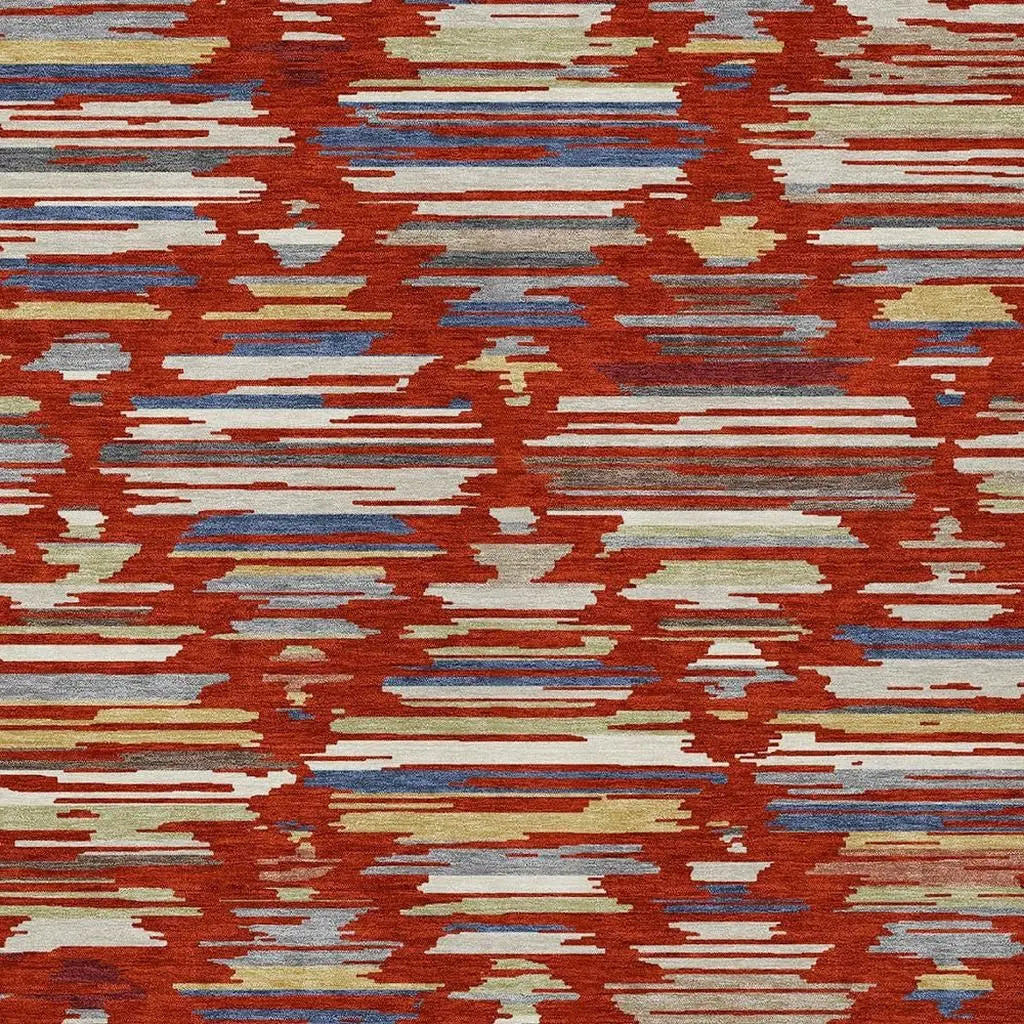 10' X 14' Red And Ivory Southwestern Washable Indoor Outdoor Area Rug Homeroots Outdoor