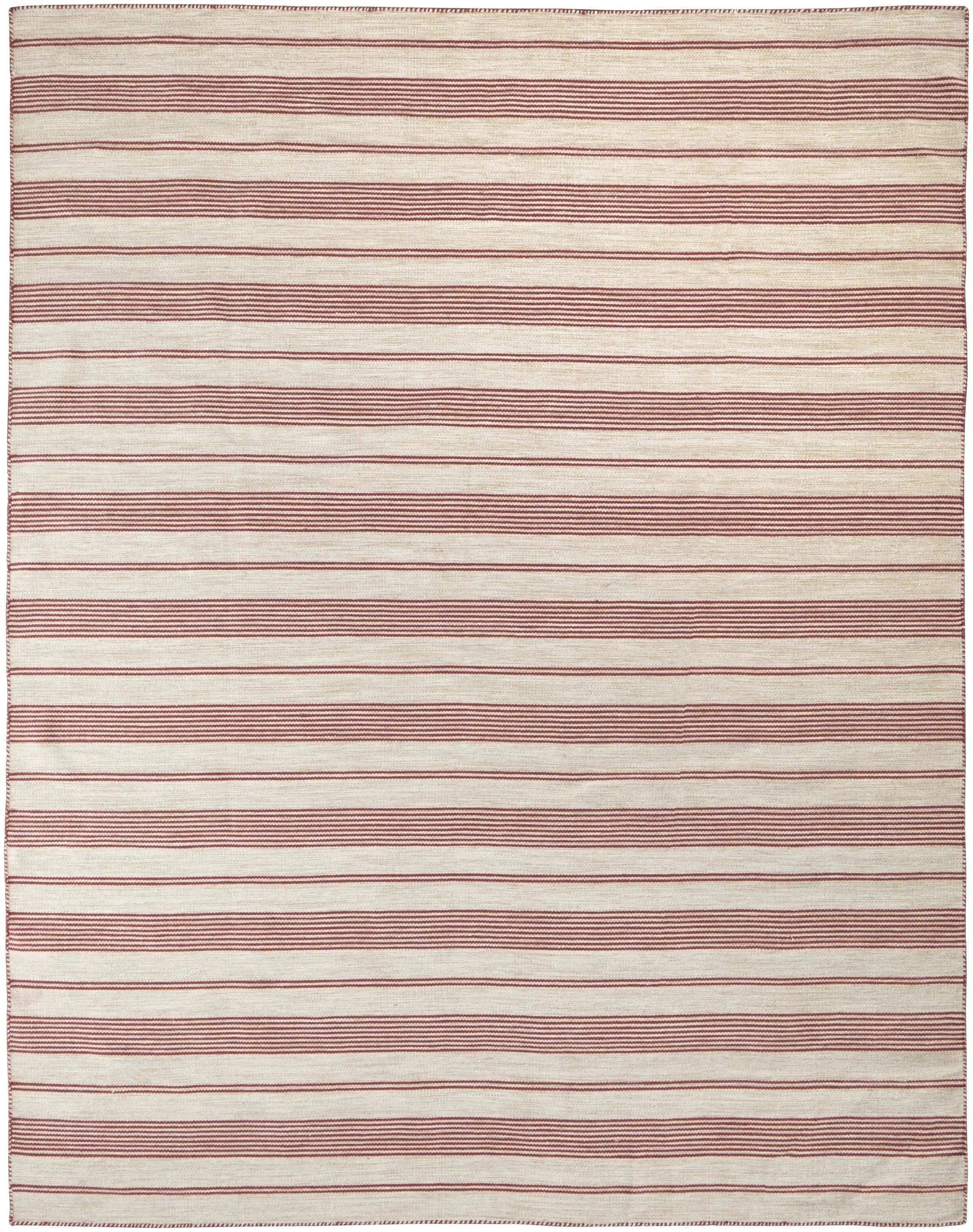 10' X 14' Red And Ivory Striped Dhurrie Hand Woven Stain Resistant Area Rug Homeroots Outdoor