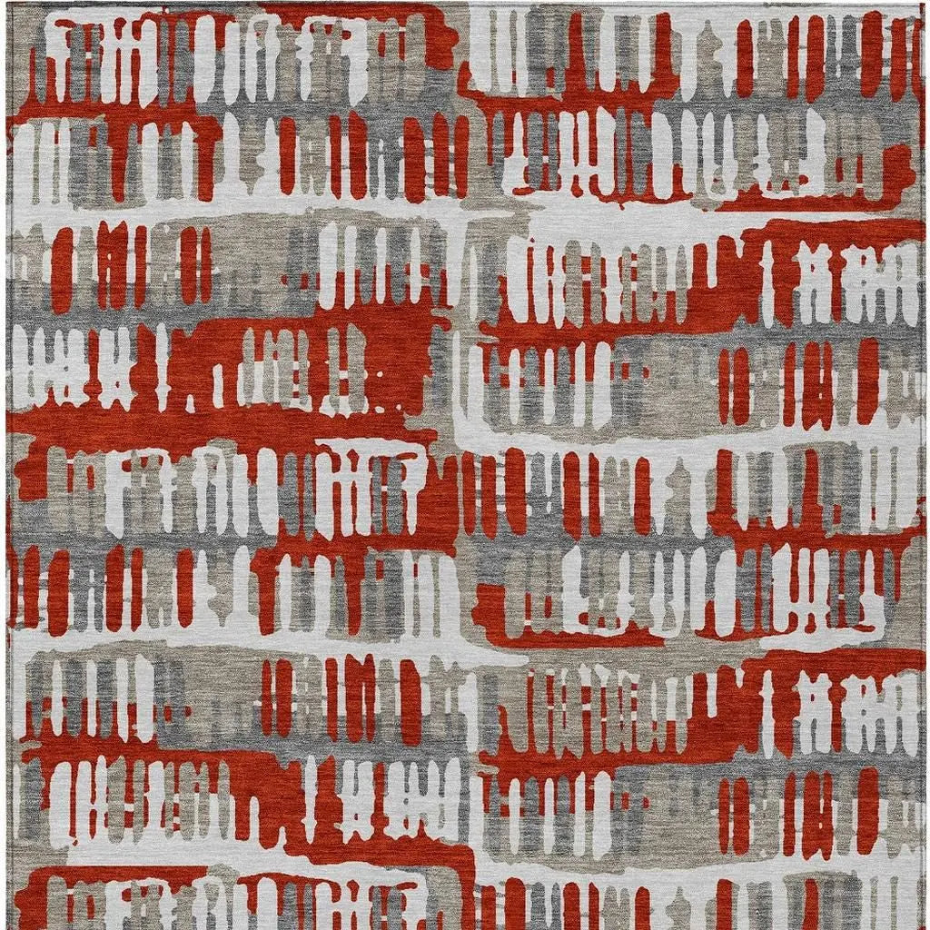 10' X 14' Red And Orange Abstract Washable Indoor Outdoor Area Rug Homeroots Outdoor