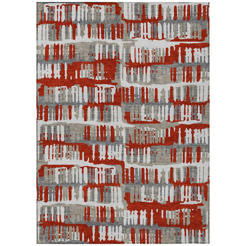 10' X 14' Red And Orange Abstract Washable Indoor Outdoor Area Rug Homeroots Outdoor