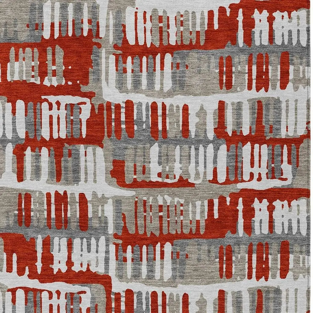 10' X 14' Red And Orange Abstract Washable Indoor Outdoor Area Rug Homeroots Outdoor