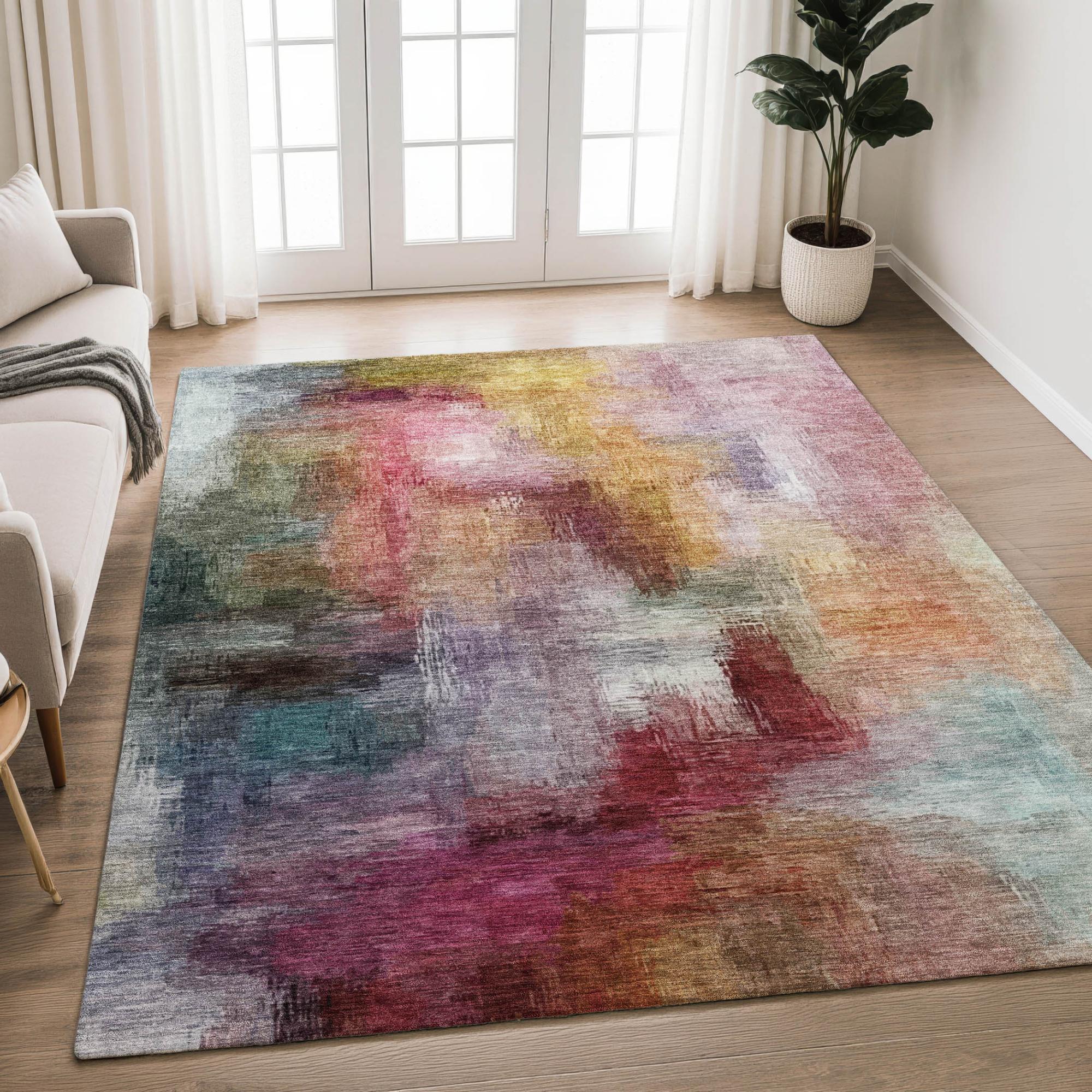 10' X 14' Red And Plum Abstract Washable Indoor Outdoor Area Rug Homeroots Outdoor