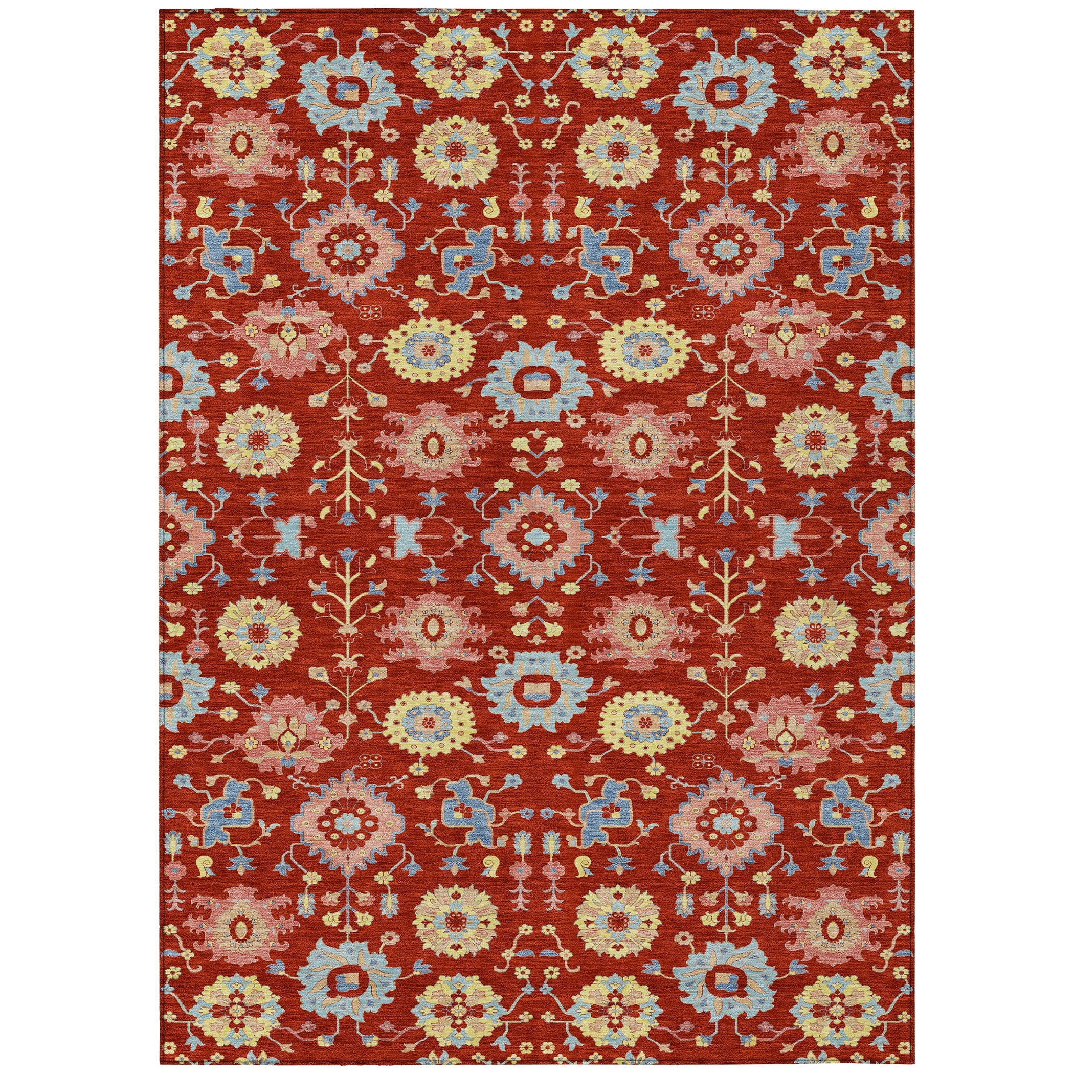 10' X 14' Red And Rust Geometric Washable Indoor Outdoor Area Rug Homeroots Outdoor