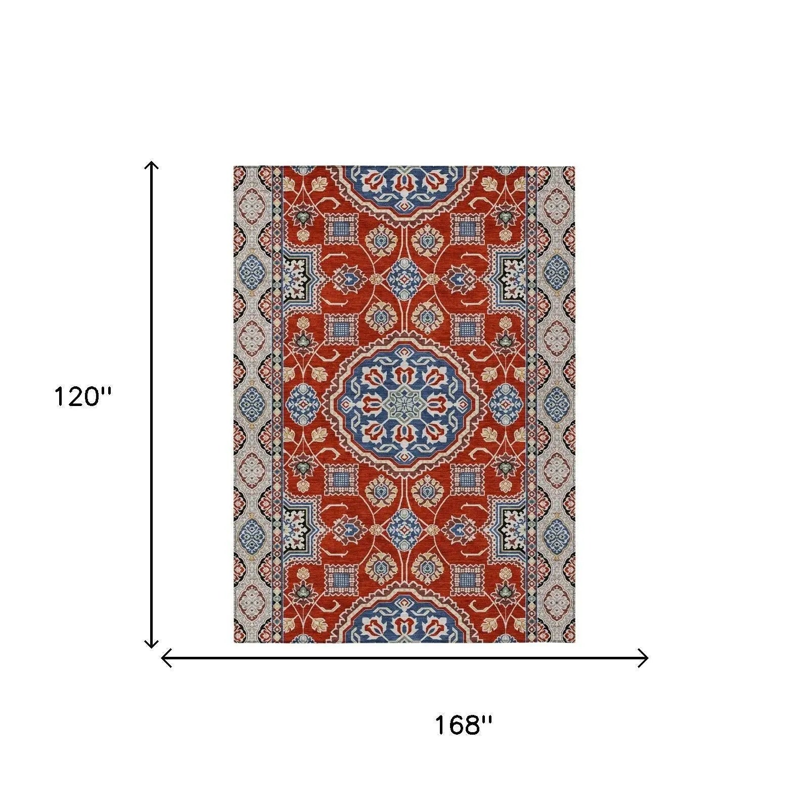 10' X 14' Red And Silver Floral Medallion Washable Indoor Outdoor Area Rug Homeroots Outdoor
