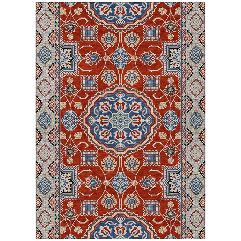10' X 14' Red And Silver Floral Medallion Washable Indoor Outdoor Area Rug Homeroots Outdoor