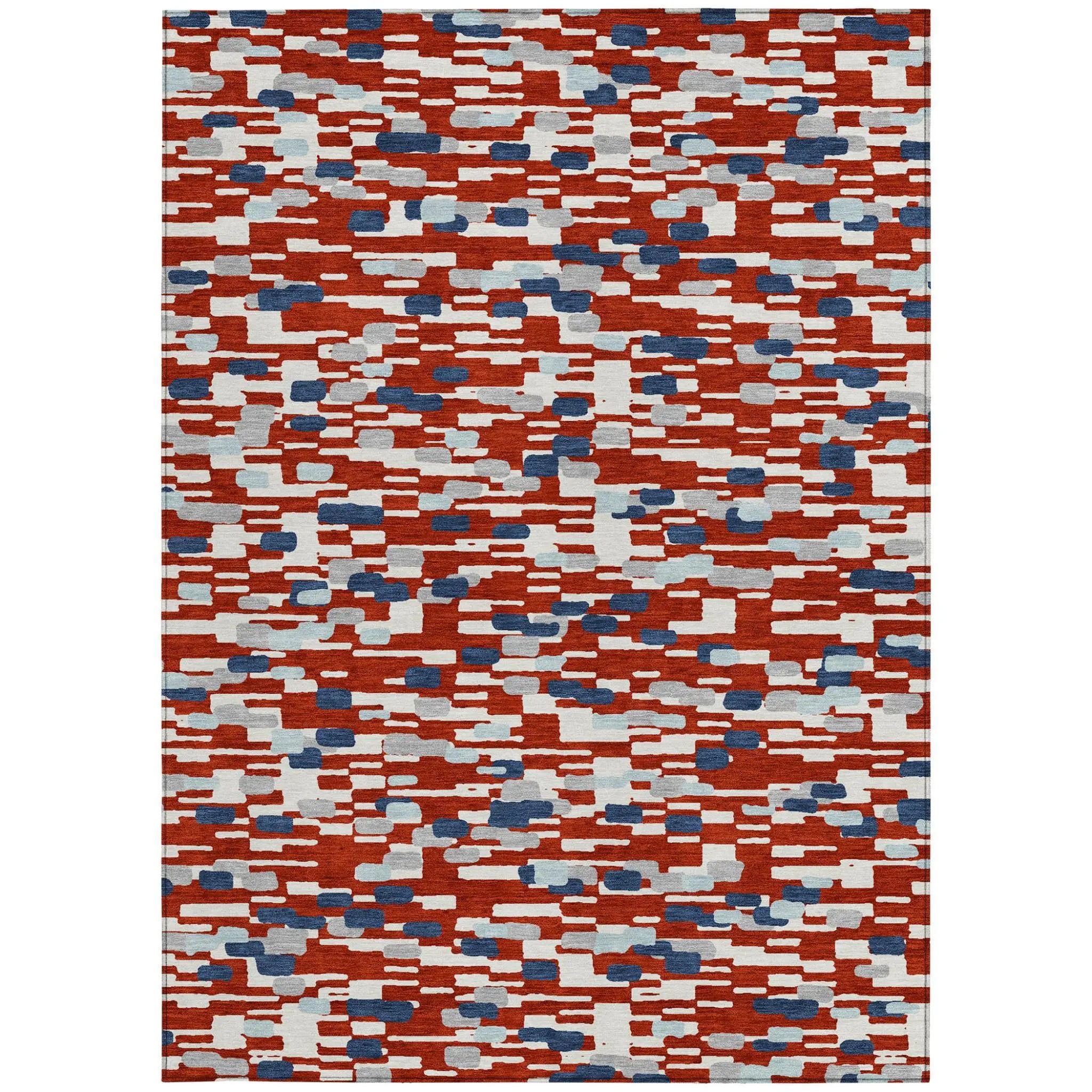 10' X 14' Red And Silver Geometric Washable Indoor Outdoor Area Rug Homeroots Outdoor