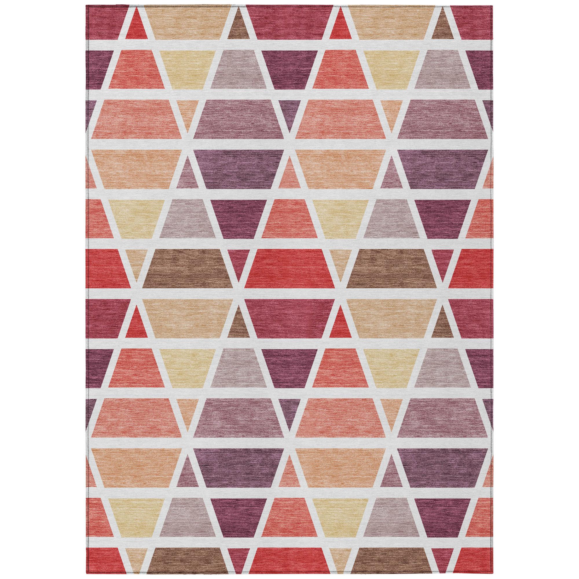 10' X 14' Red And White Geometric Washable Indoor Outdoor Area Rug Homeroots Outdoor