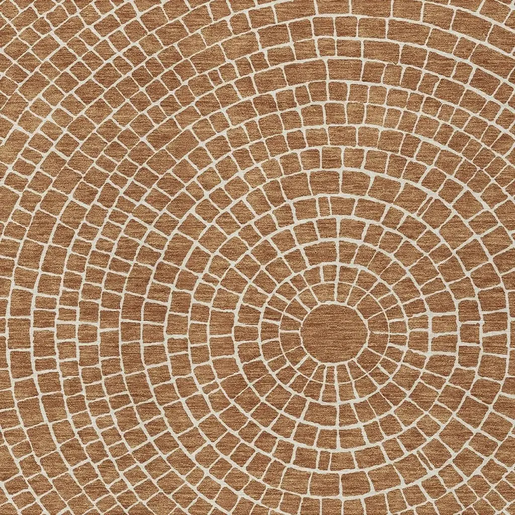 10' X 14' Rust And Ivory Geometric Washable Indoor Outdoor Area Rug Homeroots Outdoor