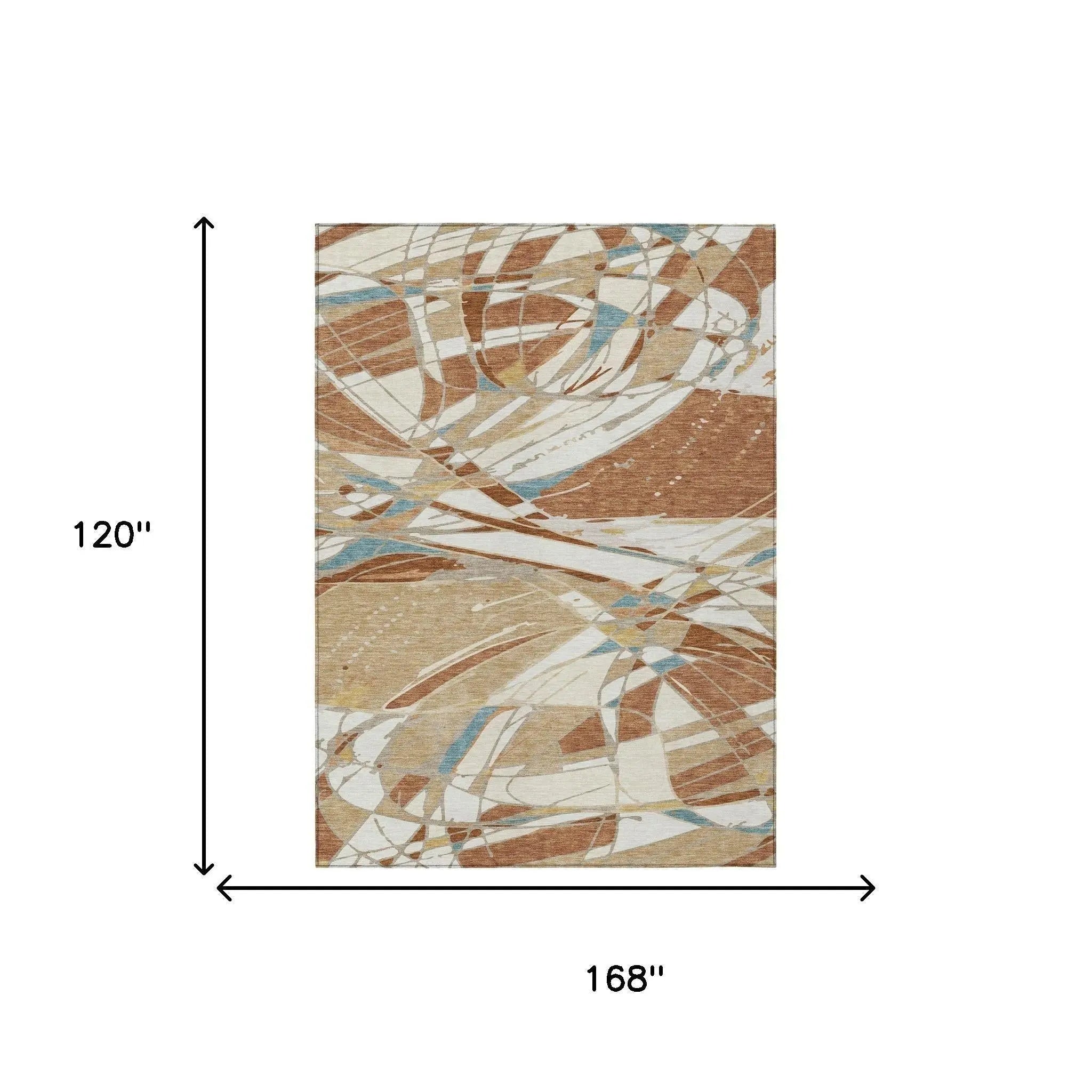 10' X 14' Rust And Orange Abstract Washable Indoor Outdoor Area Rug Homeroots Outdoor