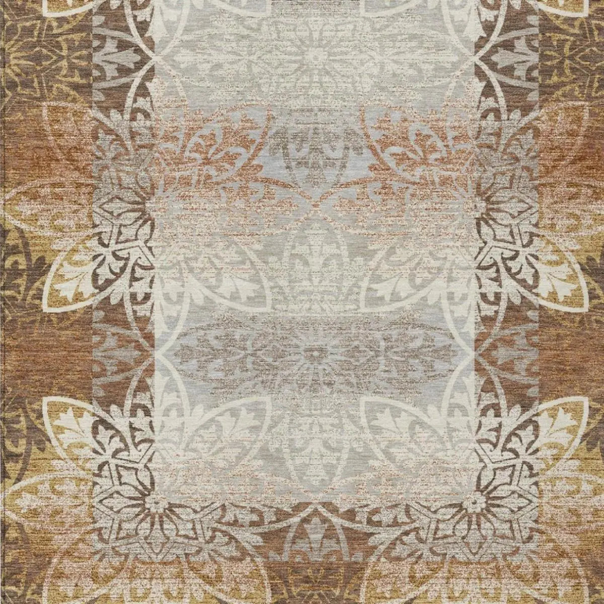 10' X 14' Rust And Orange Oriental Washable Indoor Outdoor Area Rug Homeroots Outdoor