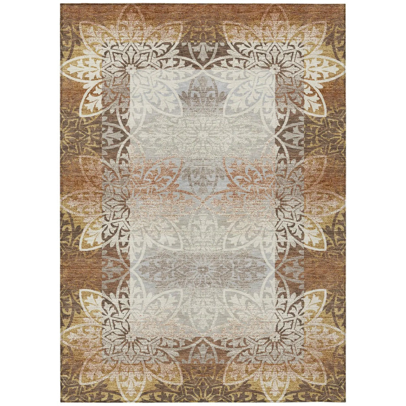 10' X 14' Rust And Orange Oriental Washable Indoor Outdoor Area Rug Homeroots Outdoor