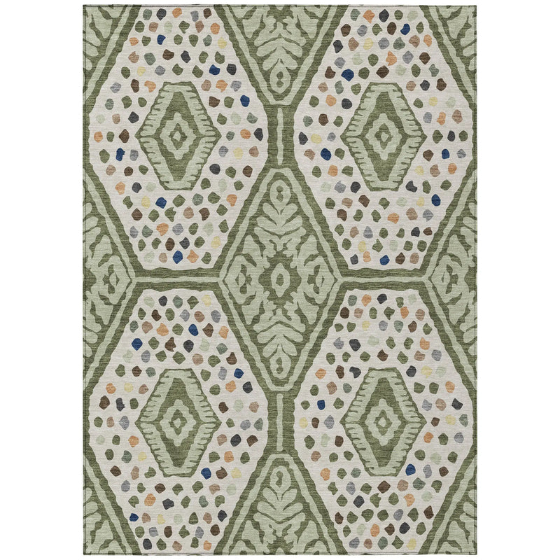 10' X 14' Sage And Beige Tribal Washable Indoor Outdoor Area Rug Homeroots Outdoor