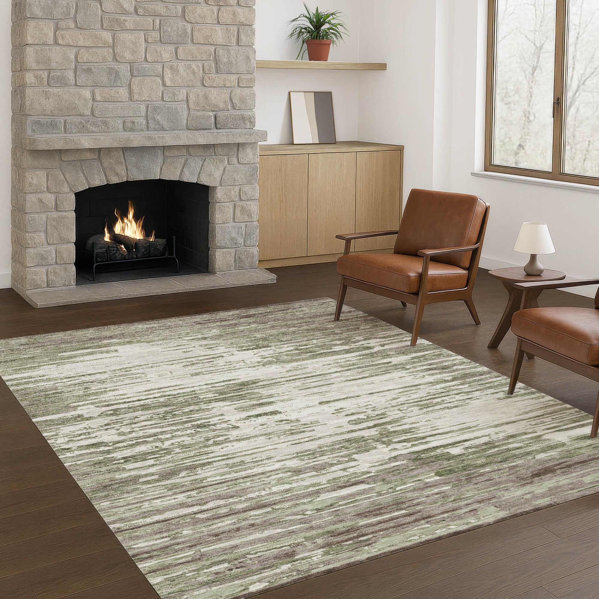 10' X 14' Sage And Green Abstract Washable Indoor Outdoor Area Rug Homeroots Outdoor
