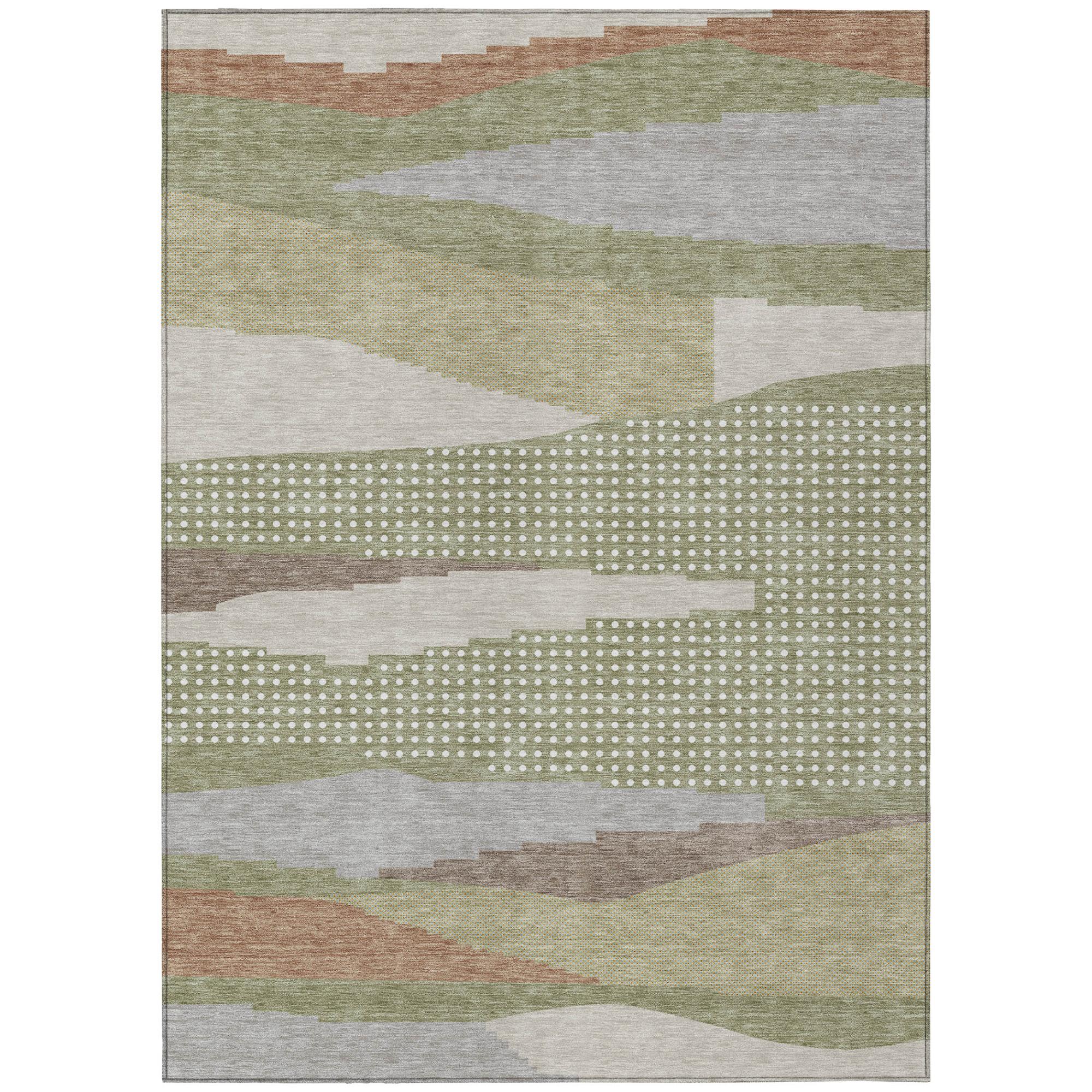 10' X 14' Sage And Green Abstract Washable Indoor Outdoor Area Rug Homeroots Outdoor