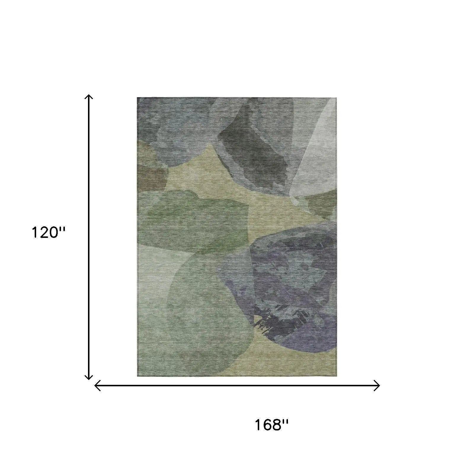 10' X 14' Sage And Green Abstract Washable Indoor Outdoor Area Rug Homeroots Outdoor