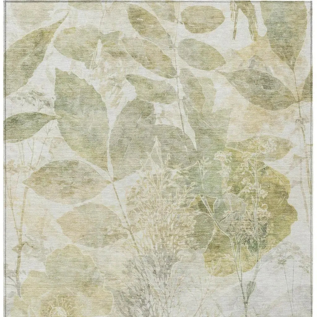 10' X 14' Sage And Green Floral Washable Indoor Outdoor Area Rug Homeroots Outdoor