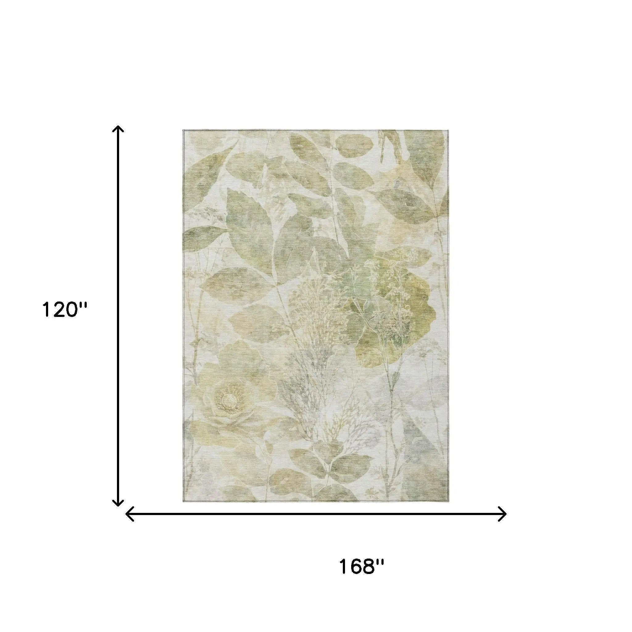 10' X 14' Sage And Green Floral Washable Indoor Outdoor Area Rug Homeroots Outdoor