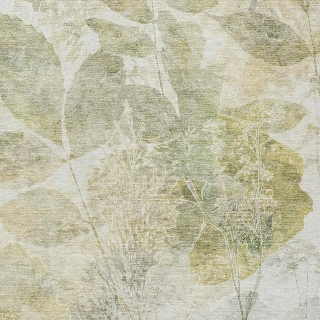10' X 14' Sage And Green Floral Washable Indoor Outdoor Area Rug Homeroots Outdoor