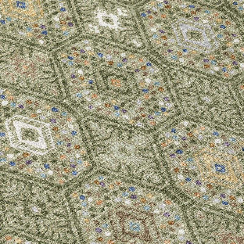 10' X 14' Sage And Green Geometric Washable Indoor Outdoor Area Rug Homeroots Outdoor