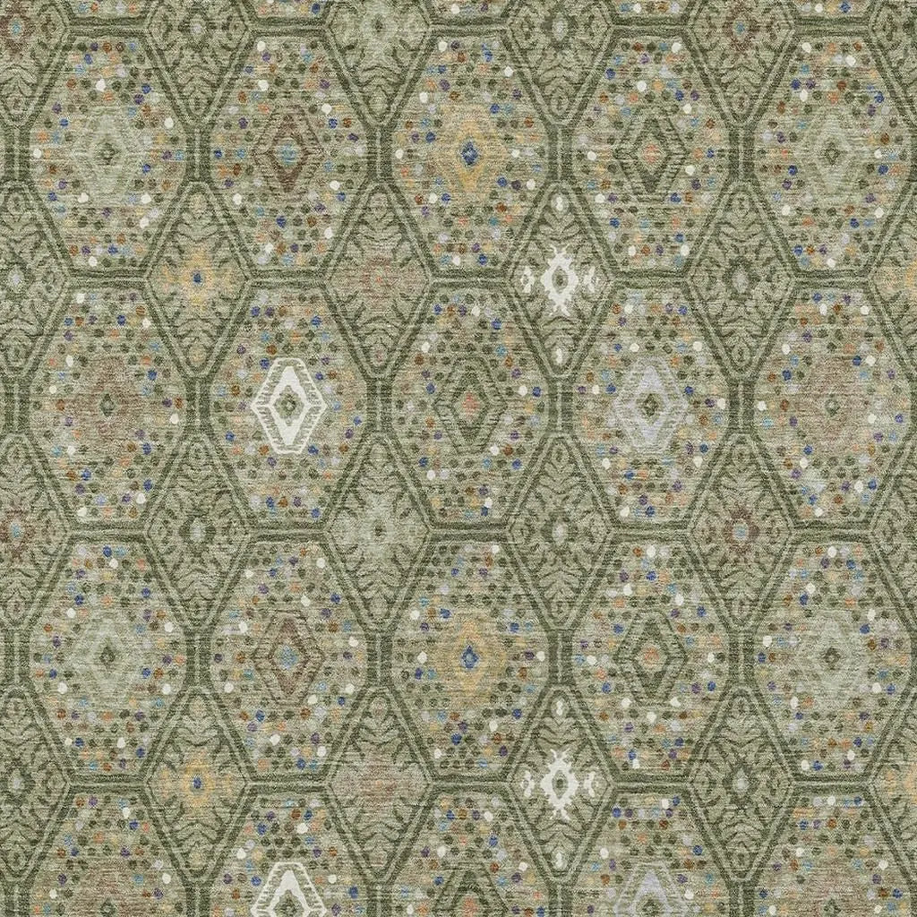 10' X 14' Sage And Green Geometric Washable Indoor Outdoor Area Rug Homeroots Outdoor