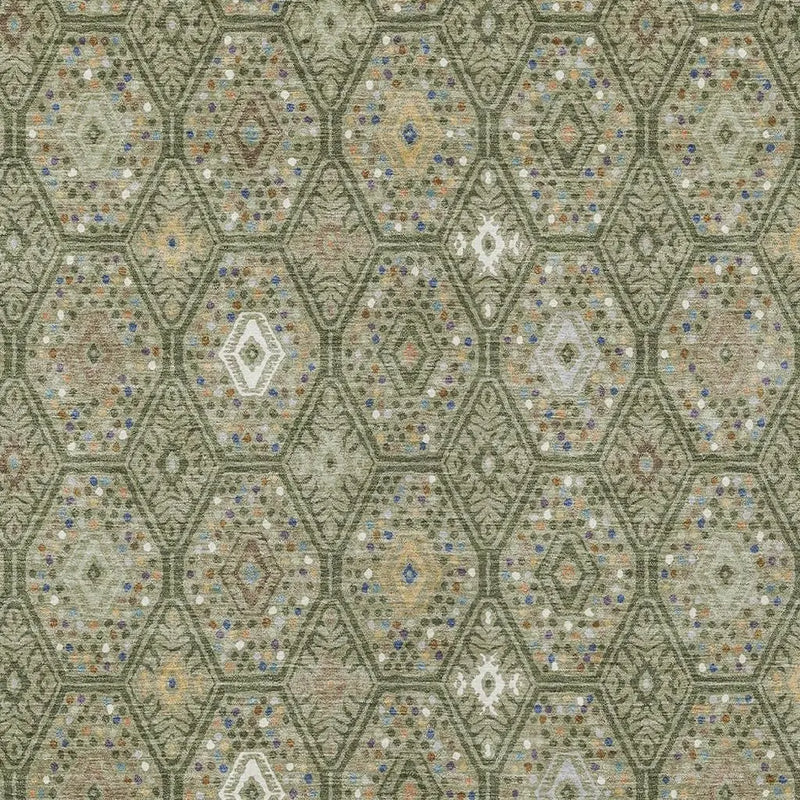 10' X 14' Sage And Green Geometric Washable Indoor Outdoor Area Rug Homeroots Outdoor