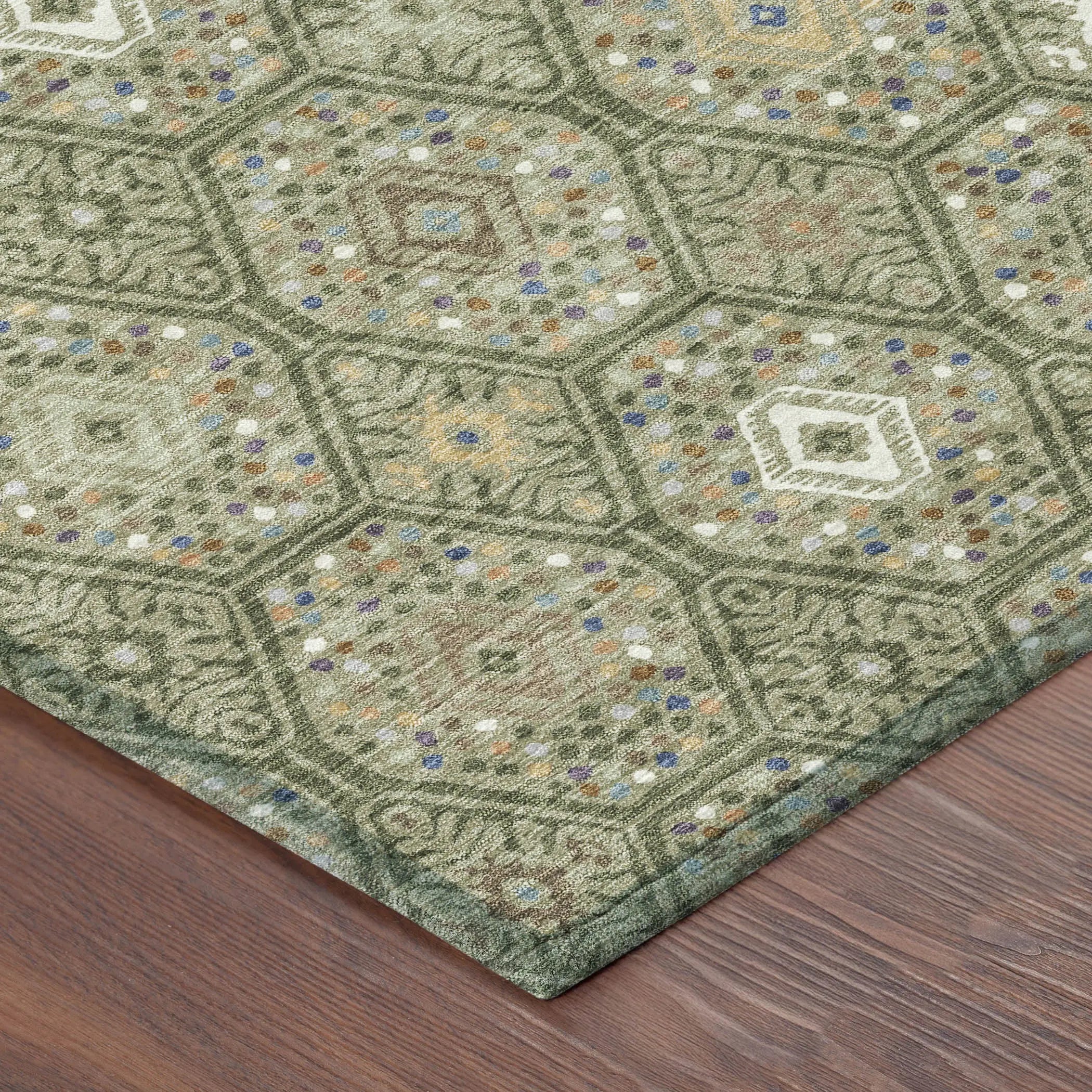 10' X 14' Sage And Green Geometric Washable Indoor Outdoor Area Rug Homeroots Outdoor